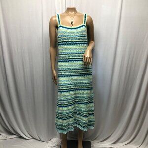 Jessica Simpson Crochet Midi Dress Womens Size XL Aquatic Stripe Cottagecore NEW